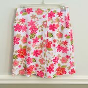 Women’s Dress Barn Pink White Floral Button Skort Size Medium