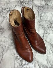 Frye Leather Ankle Snap Point Booties boots zip up brown tan size 8