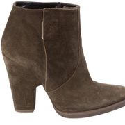 Theyskens’Theory olive green suede heel ankle boot