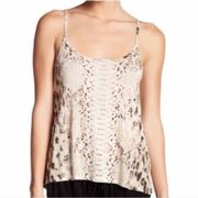 Haute Hippie Cami Tank Top XS NWT Tan Snake Print Modal Luxury Designer Animal