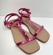 14th & Union Sandals Womens Size 7.5 Finley Metallic Pink Studded Detail