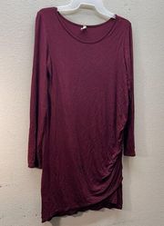 Pink Blush Maternity Long Sleeve Dress Small Red Wine Color Bodycon Mini