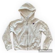 Champion Zip Up Hoodie Sweatshirt White Large