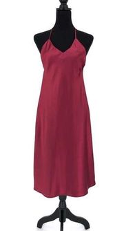 VANESSA MOONEY Lala Satin Slip Dress Burgundy XXS