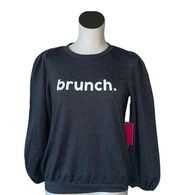 NWT Vince Camuto BRUNCH Puff Sleeve Gray Sweatshirt Top XS