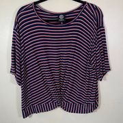 Bobeau Blue and Red Striped T-Shirt