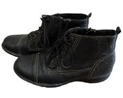 Clarks Women's Ankle Boots Lace Up Side Zipper Leather Upper‎ Black Size 7M