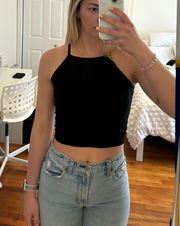 Black High Neck Crop Top 