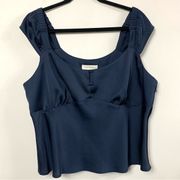 Treasure & Bond Navy Ruched Bodice Tank Top