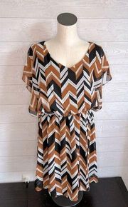 Charming Charlie black/brown herringbone blouson dress NWT Size XL