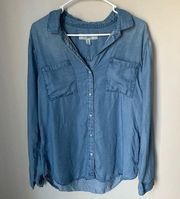 Thread and Supply Button Down Chambray Long Sleeve Top Size Large