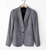 Massimo Dutti Tailored Wool-Blend Single-Breasted Blazer Jacket Grey Size 2