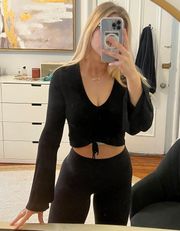 Black Long sleeve Crop Top