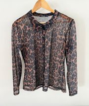 Sheer leopard Print Button Down