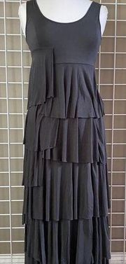 VIVIENNE Tam Layered Modal Maxi Dress Stormy Gray