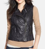 Halogen Crinkled Genuine Leather Moto Vest - Size XS