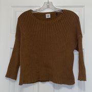 CAbi 3364 Luna Brown Dolman Ribbed Pullover Cropped Sweater