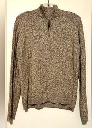 Oscar de la Renta quarter zip brown sweater size L