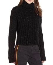 Pam & Gela Side Slit Rib-Knit Turtleneck Sweater Size Medium