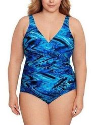 Miraclesuit Off The Scales Blue Oceanus One-Piece Swimsuit New  Size 6