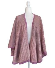 Cabi Womens Harper Cape Pink Striped Sweater Shawl Wrap One Size Style 4272