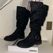 Sonoma Vitalized Ortholite Rumer Wide Calf Suede Black Boots Size 7 Women’s