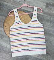 Sweater tank in all good stripe rainbow colorful