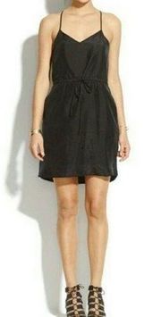 Black Silk Drawstring Daybreak Dress - 0