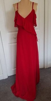 Yumi Kim  Because Of You Maxi Dress Chiffon Faux Wrap Rouge Red Size XS