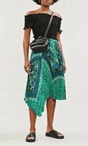 TOPSHOP Frida Paisley-print Pleated Crepe Skirt In Green size 8