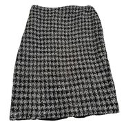 St. John Tweed Houndstooth Pencil Skirt Size 8 Black White Brown CURRENT