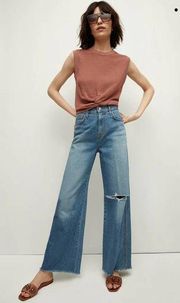 Veronica Beard Taylor Ripped High Waist Wide Leg Jeans size 26/2