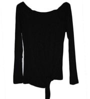 Veronica M Essentials Tie Front Black Long Sleeve