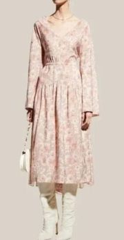 NEW $425 Vince Floral Long Sleeve Cutout Dress