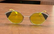 FENDI 51mm Cat Eye Sunglasses Yellow NEW