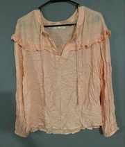 Copper Key Long Sleeve Ruffle Top Size Large