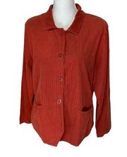 Flax Cotton Button Blazer Jacket Burnt Orange Medium