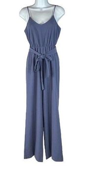 Bar III X-Small Jumpsuit Spaghetti Strap V-Neck Elastic Waist Wide-Leg Blue New