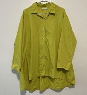 Bryn Walker Oversized Button Down Lagenlook Quiet Luxury Blouse Size Small Green