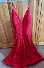 Red Sequined Formal Dress