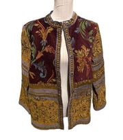Vintage Sag Harbor Tapestry Brocade Boho Blazer Jacket Colorful Size 10 Euc