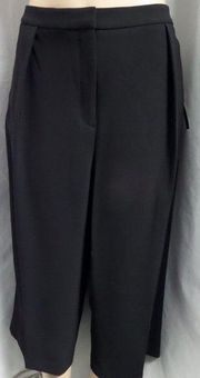 "WHITE HOUSE BLACK MARKET" BLACK SOFT DRAPE CROP PLEAT PANTS CULOTTES SZ: 12 NWT