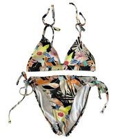 Tropical Two Piece Bikini Swim Suit  Pattern Top XS Bottom S Floral