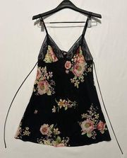 Vintage Oscar de la Renta Pink Label black floral Lingerie chemise size small