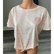 Salt Life Womens Pink Cotton T-Shirt Cropped Size L NWT Raw Hem Tie Dye Soft AL