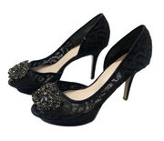 Nine West  Women 7 M NWRuchira Black Lace Embellished