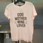 💕PJ SALVAGE💕 Dog & Wine Pajama T-Shirt ~ Dog Mother Wine Lover Blush S NWT