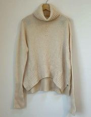 Anthropologie Moth Wool Blend Turtleneck Pullover Sweater Cream Size Medium