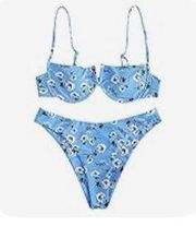 Zaful Floral V-Wired Bikini Set Swimsuit