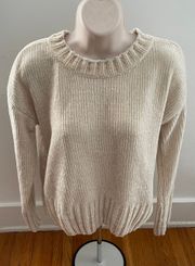 Ivory Cream Cottagecore Coastal Grandma Crewneck Sweater, size M